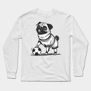 Pug plays Football Long Sleeve T-Shirt